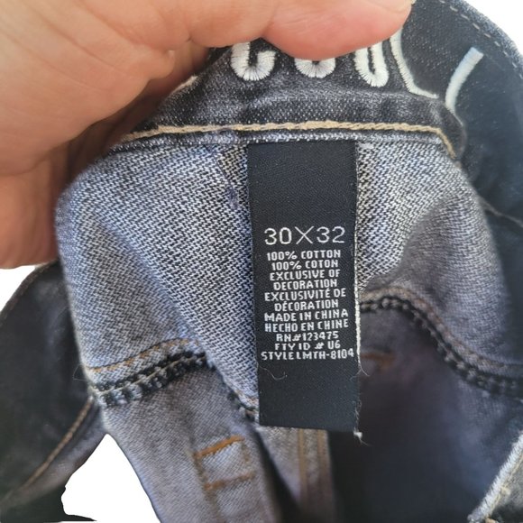 LL Cool J Mens Fading and Whiskering Black Denim Jeans, Size 30x32 Cotton - Picture 8 of 8